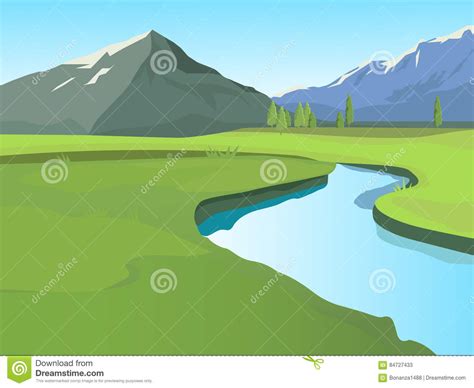 Summer Landscape Mountain Landscape Stock Illustration Illustration