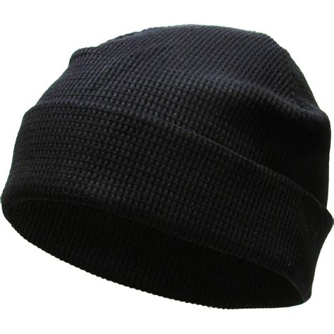 Black Thermal Cotton Beanie Skull Cap Winter Ski Hat Cuffed Solid Warm