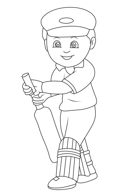 Boy Plays Cricket Coloring Page Download Print Or Color Online For Free