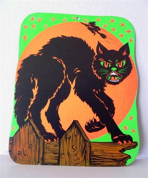 Vintage Beistle Halloween Black Cat Decoration Witch By Ok2la