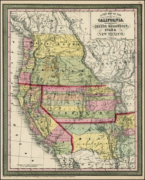 A New Map Of The State Of California The Territories Of Oregon
