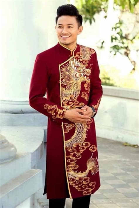 Vietnamese Traditional Long Dress For Man Vietnamese Ao Dai Etsy