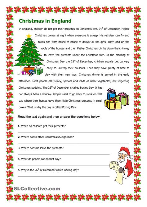Christmas Christmas In England Christmas Worksheets English Christmas
