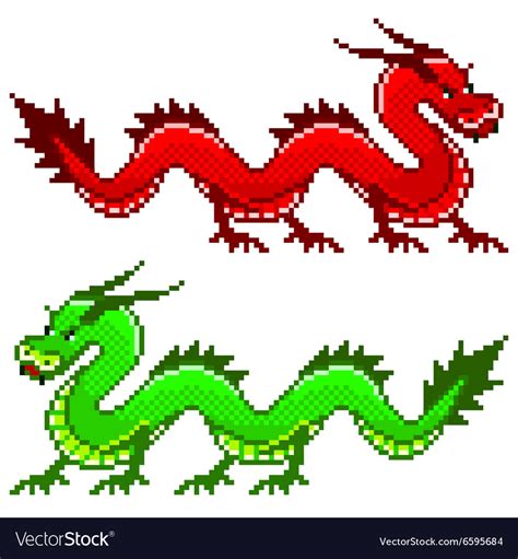 Chinese Dragon Pixel Art Grid