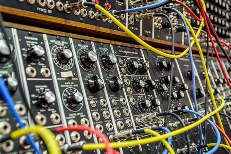 HD wallpaper: moog, synthesizer, electronic, music, audio, sound, wires ...