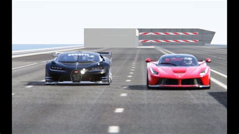 Bugatti Vision Gt Vs Ferrari Laferrari Drag Race 20 Km Youtube