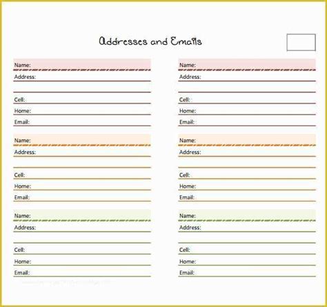 Free Address Templates For Word Of Sample Address Book Template 9