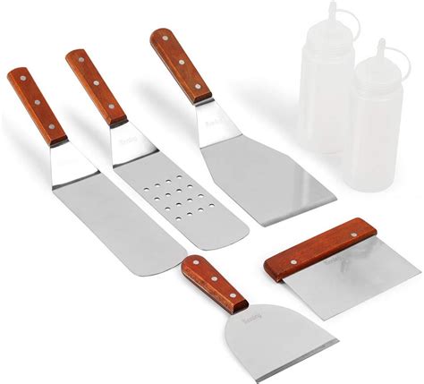 Griddle Spatula And Scraper Set 7 Piece Tools And Accessories For Flat