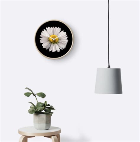 Wall Clock Featuring Large Daisy Flower Home Decor Floral Art Daisy