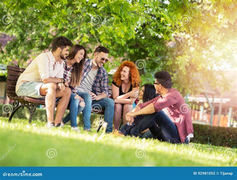 Group Of Young People Having Fun Outdoors Stock Photo Image Of Energy