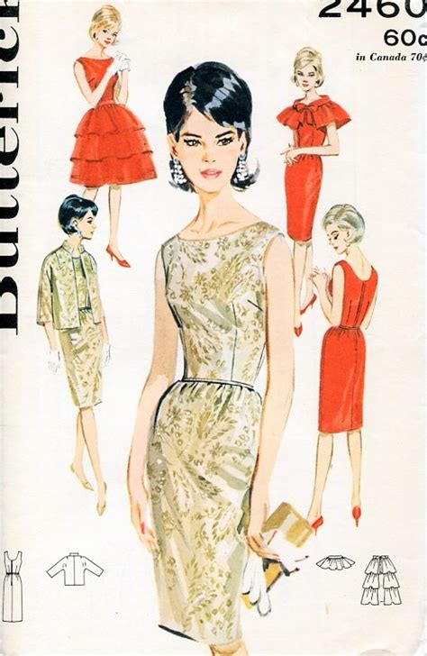 1960s Slim Evening Cocktail Party Dress Pattern Jacket Ruffled Overskirt And Lovely Ruffled Cape