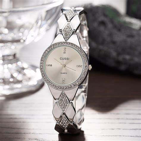Wa226 Cussi Womens Watches Silver Luxury Rhinestone Ladies Bracelet