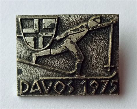 Ski Pin Badge Davos 1975 Switzerland Ebay