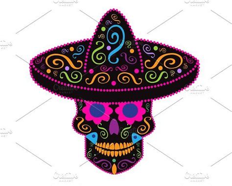 Mexican Skull Icon With Sombrero Skull Icon Skull Art Sugar Skull Art