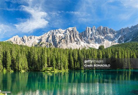 Lake Carezza Karersee Trentinoalto Adige Italy High Res Stock Photo