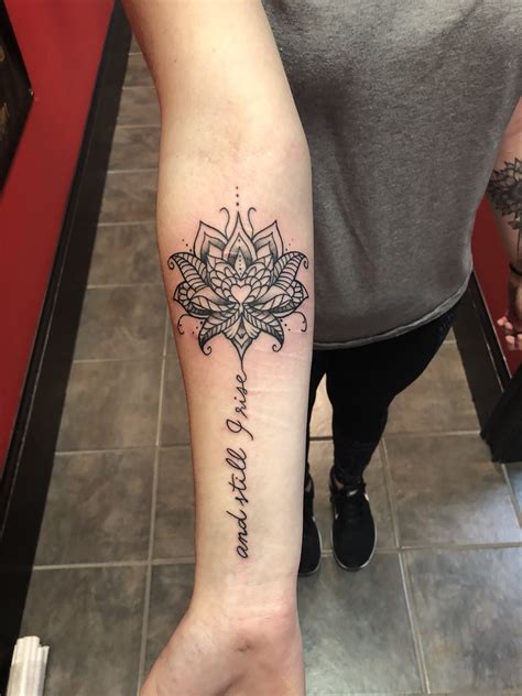 Lotus Flower Still I Rise Forearm Tattoo Women Tattoos Still I