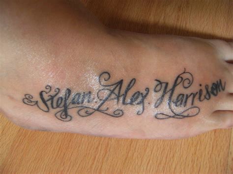 My Foot Tattoo The Names Of My Three Boys Tattoos With