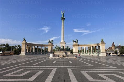 Hungary Budapest Millennium Monument On Heroes Square Stockphoto