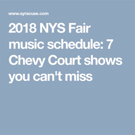 2018 New York State Fair Music Schedule Music Schedule Fair