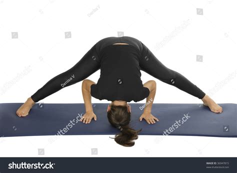 Yoga Pose Prasarita Padottanasana Standing Straddle Stock Photo