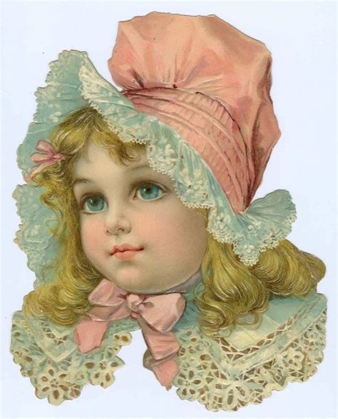 Embossed Die Cut Victorian Scrap Featuring Beautiful Young Girls Head