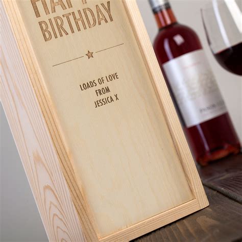 Personalised Wooden Wine Box Happy Birthday Stars Gettingpersonal