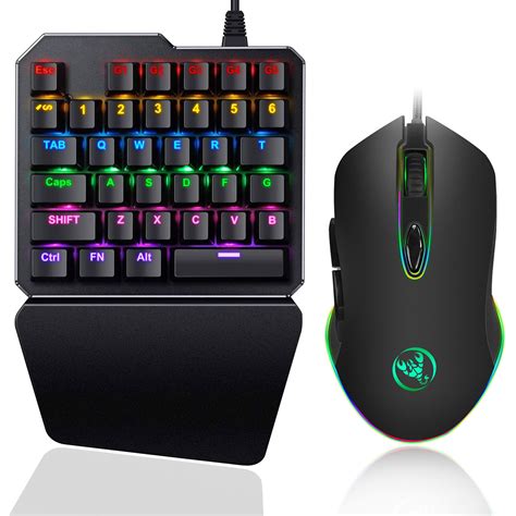 One Handed Gaming Keyboard And Mouse Combo 35 Keys Mini Wired Half