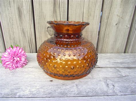 Antique Amber Vintage Fenton Glass Hobnail Parlor Lamp Shade Etsy