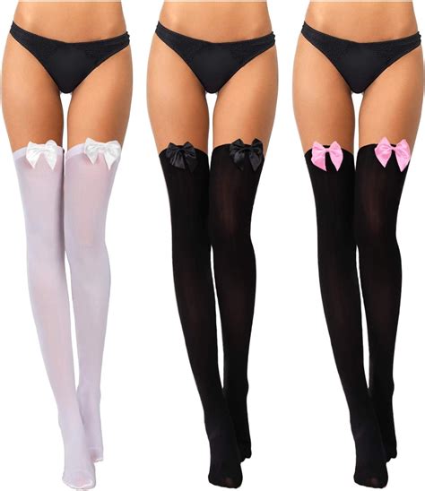 Buy Black Thigh High Stockings With Bows In Stock