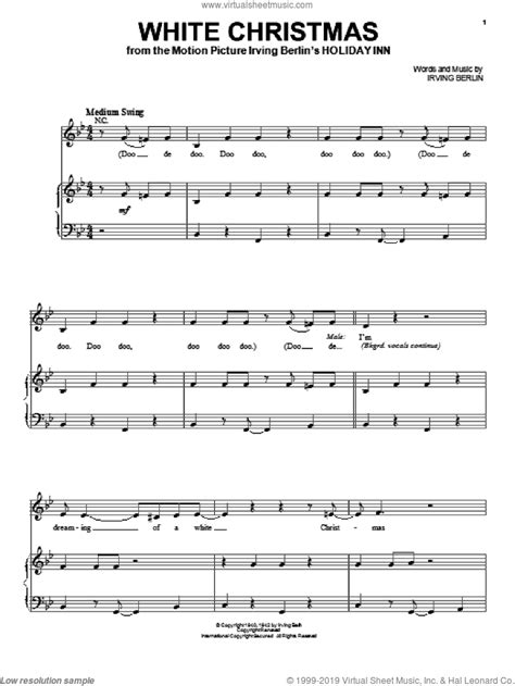 Categorizes their free piano christmas sheet music by skill level to help you select the songs that best fit your abilities. Buble - White Christmas sheet music for voice and piano PDF