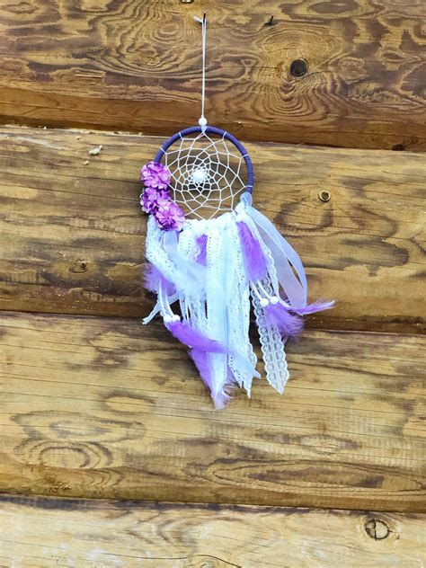 Flowers Purple Dream Catcher Purple Dreamcatcher Boho Décor Etsy