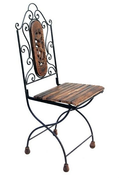 Sre Enterprise Black Wrought Iron Foldable Chairs For Home And Garden