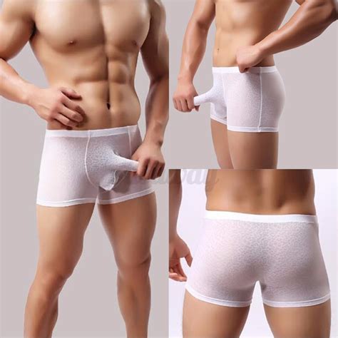 sexy men s mesh see through boxer shorts briefs trunks bugle underwear underpant ebay