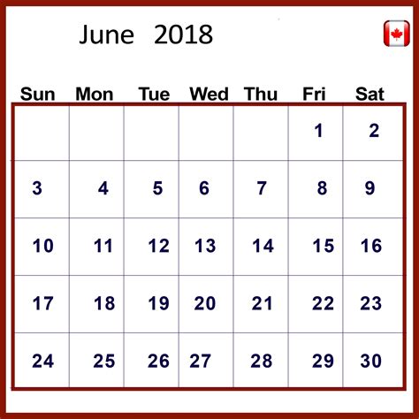 Download June 2018 Calendar For Canada Calendar Design Calendar