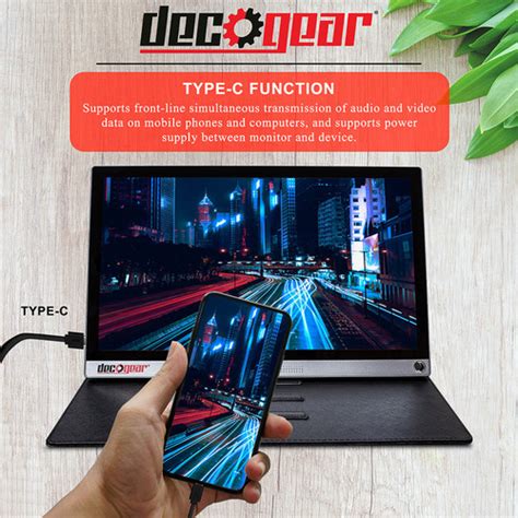 Deco Gear 156 Portable Screen 1080p Ips Rechargeable Touchscreen