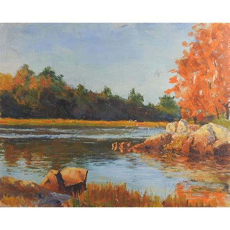 Autumn River Landscape Painting Chairish