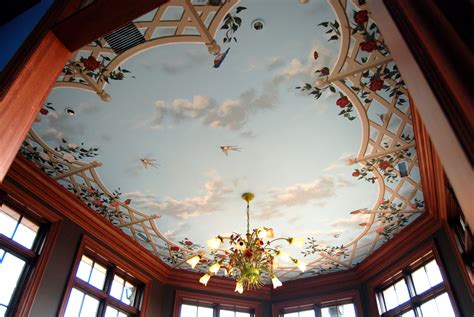 Incredible Mural Ceiling Painting With Low Cost Home Decorating Ideas