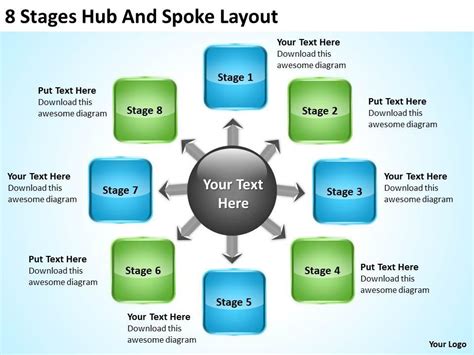 Business Process Flow 8 Stages Hub And Spoke Layout Powerpoint