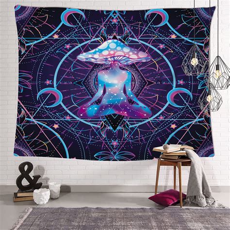 Meditation Magic Mushroom Tapestry Chakara Hippie Tapestry Etsy
