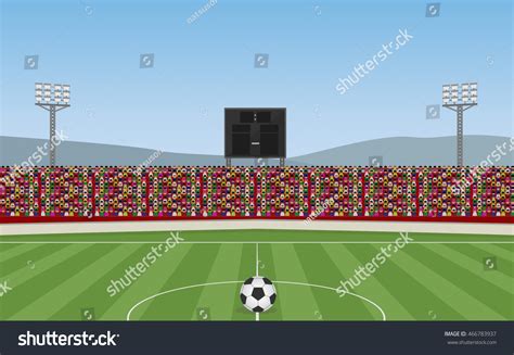 Soccer Stadium Ball Crowd On Grandstand Vetor Stock Livre De Direitos