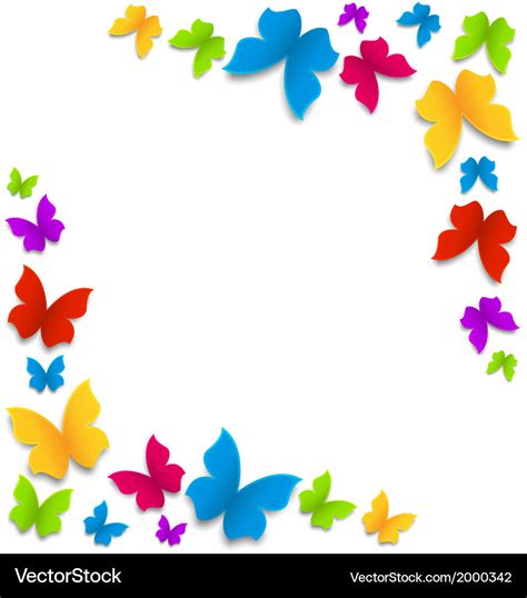 Spring Background With Painted Butterflies Border Vector Image