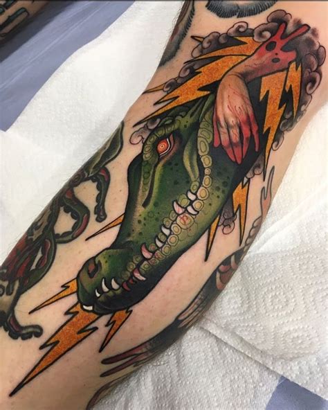 Black and grey alligator tattoo on full back. alligator tattoo | Alligator tattoo, Traditional tattoo ...