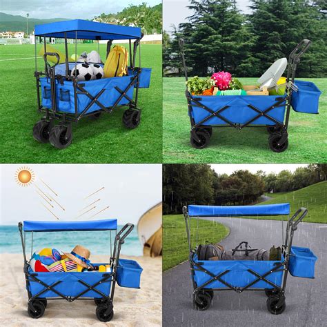 Push And Pull Collapsible Utility Wagon Heavy Duty Folding Portable