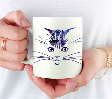 Cat Mug Cat Lover Gift Cat Face Coffee Mug Unique Cat Etsy