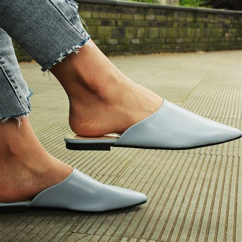Summer Flats Mules Lady Sandals Slippers Slip On Pointed Toe Women