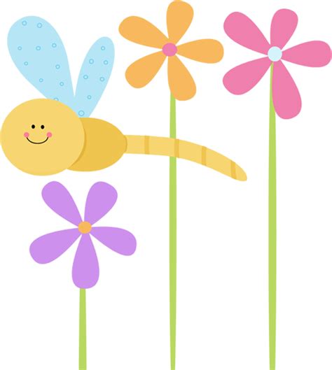 Dragonfly Clip Art Dragonfly And Flowers Clip Art Image Cute