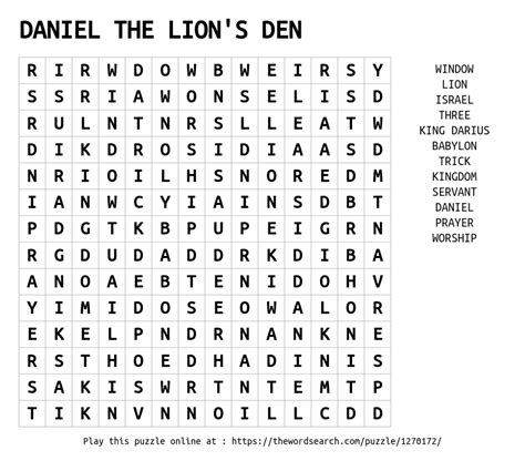 Download Word Search On Daniel The Lions Den