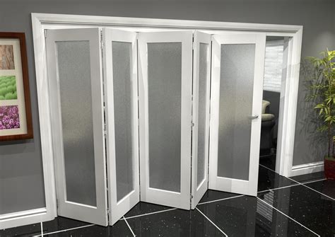 3138 X 2070 White Primed Internal Folding Door System With Frosted Glass