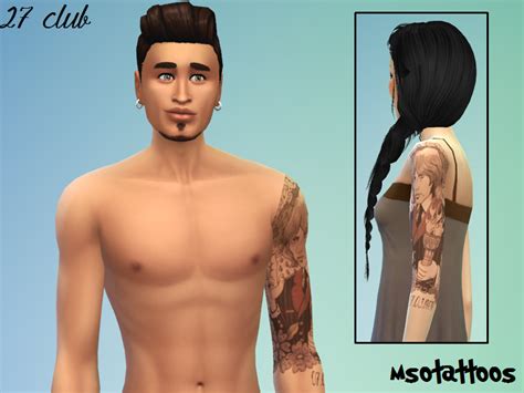 The Sims Resource 27 Club Half Sleeve Tattoo Male And Female