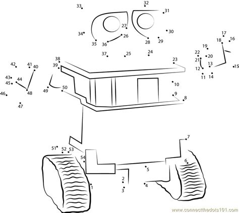 Wall E Trash Compactor Robot Dot To Dot Printable Worksheet Connect